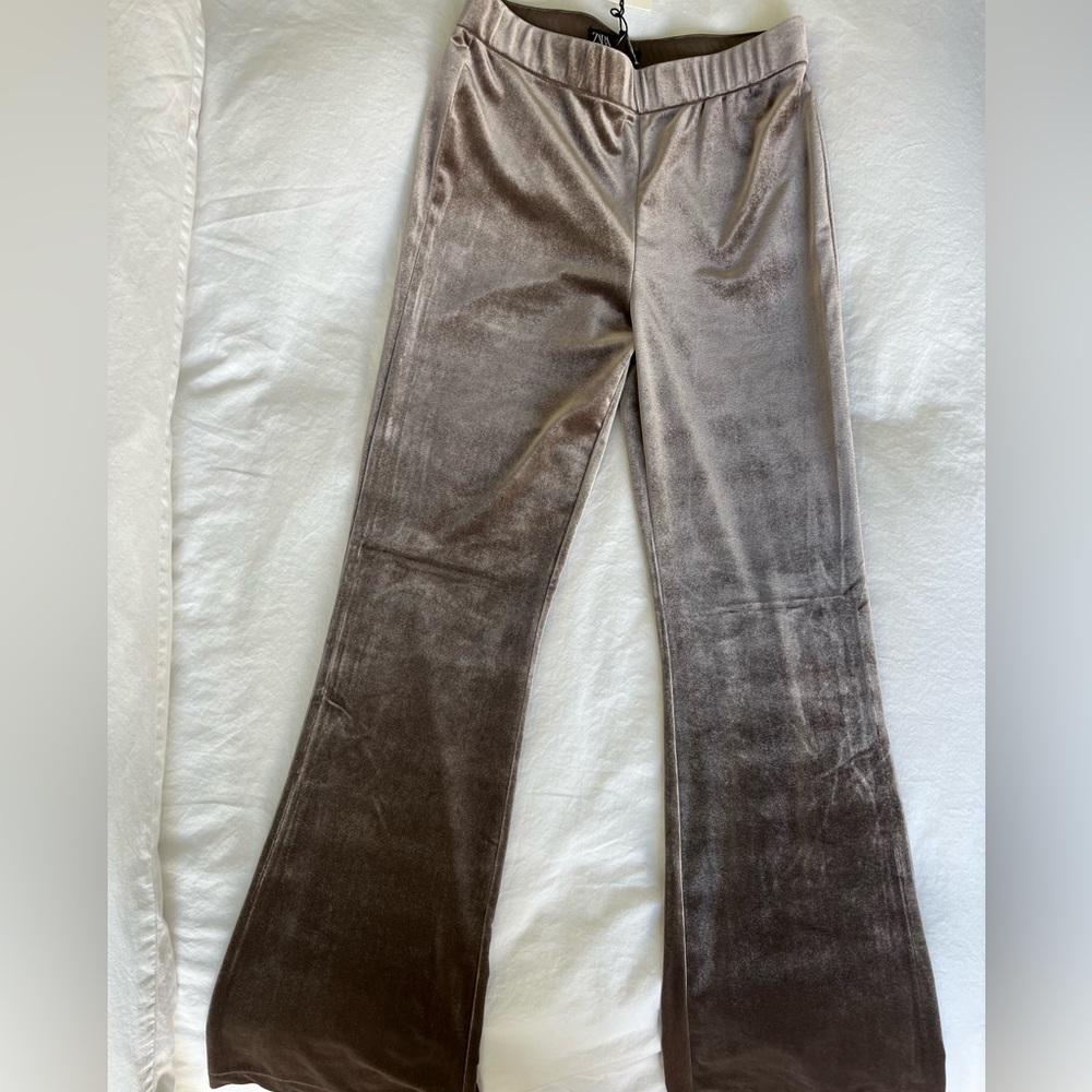 ZARA Flared brown pants / leggings - Picture 6 of 7
